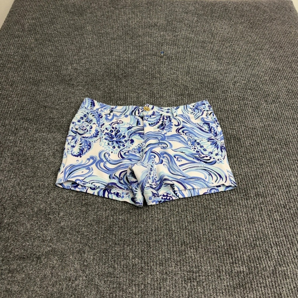 Lilly Pulitzer Shorts Womens 4 Blue Cotton Blend Paisley Swirl Preppy Casual